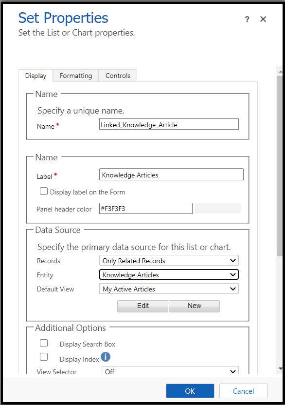 Set properties for subgrid.