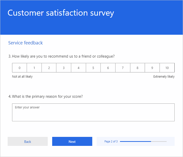 Progress bar on a survey.