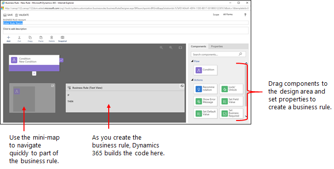Business Rules design window.