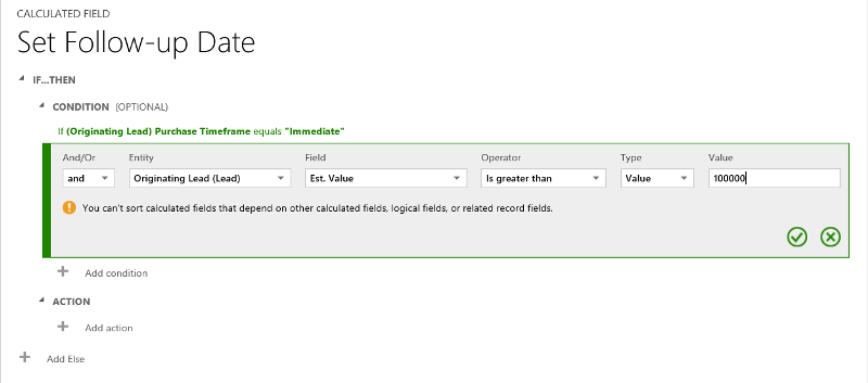 Set the second condition for the calculated field.