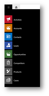 Dynamics 365 for tablets nav bar.