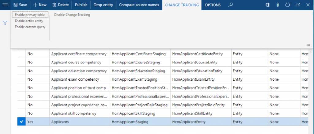 Change tracking on the underlying entity.