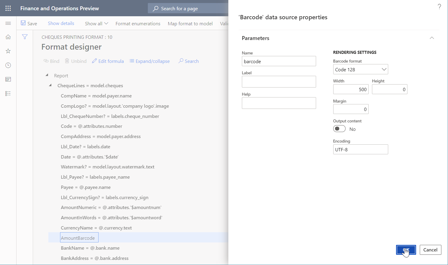 Data source properties dialog box.