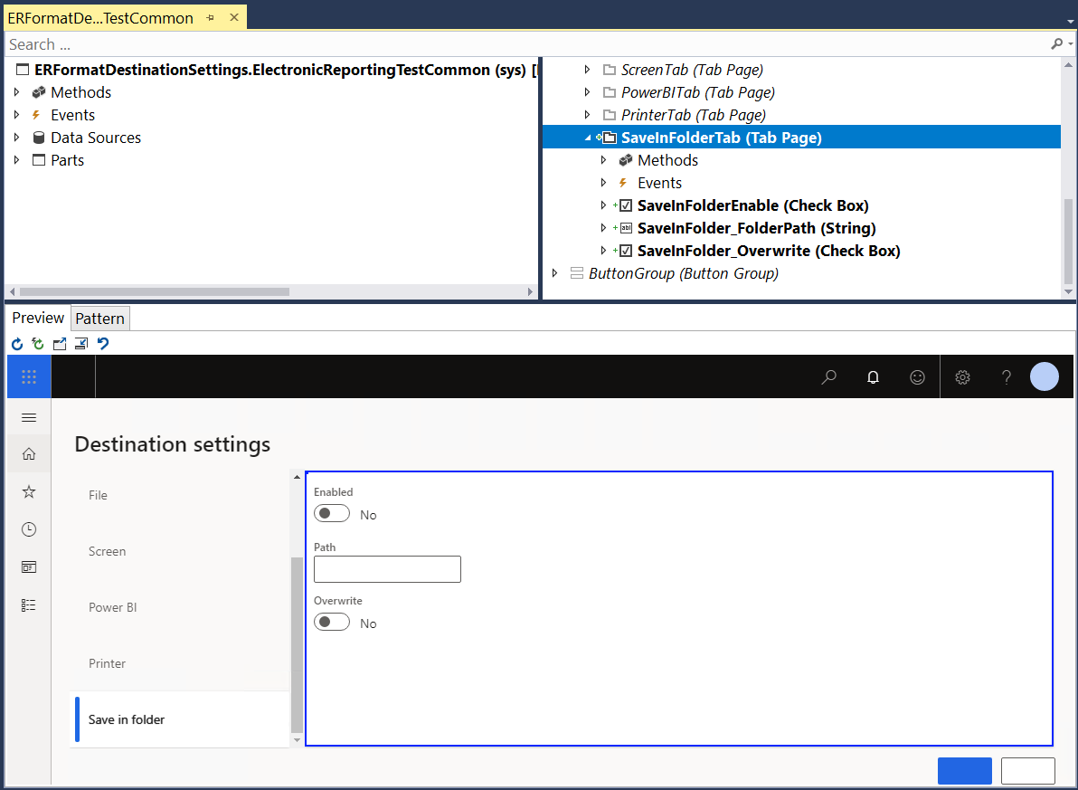 Reviewing a custm UI in the Visual Studio designer.