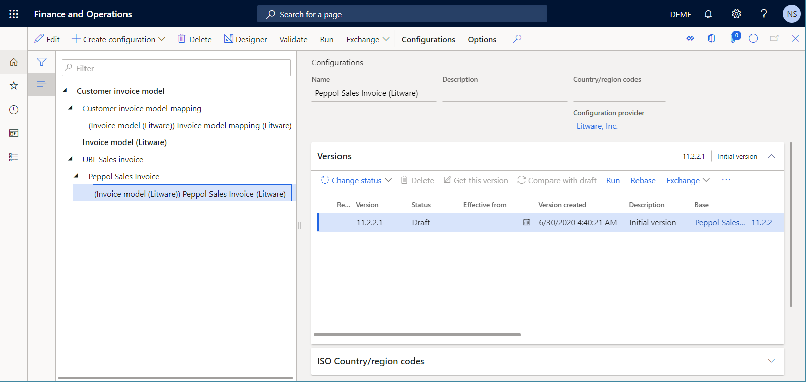 Version 11.2.2.1 of the ER configuration on the Configurations page.