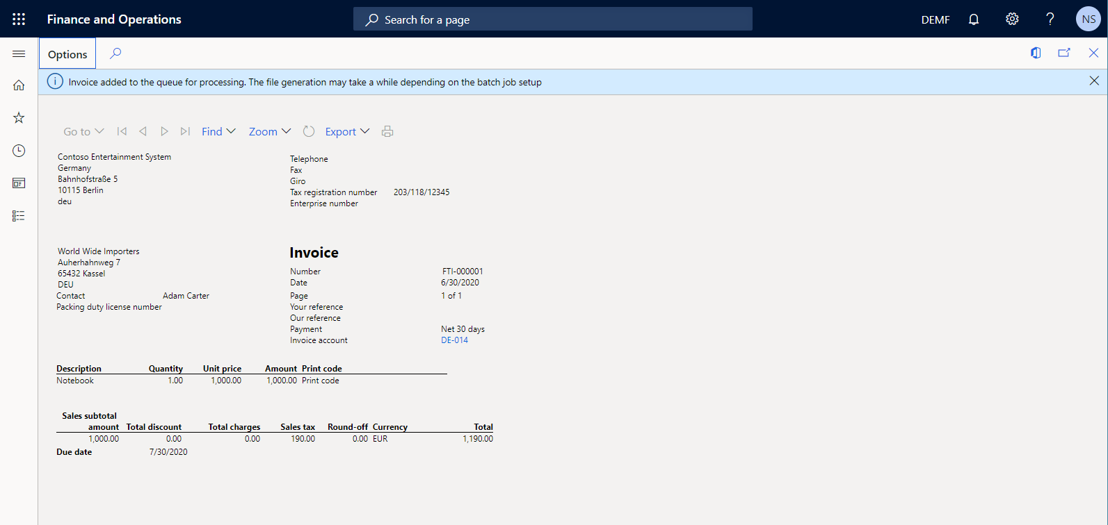 Preview of the original invoice.