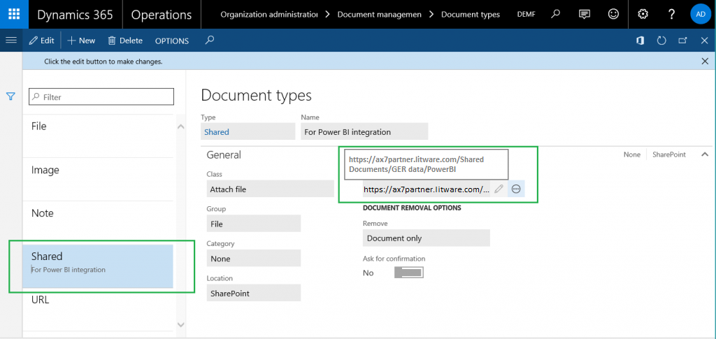 Document types page.