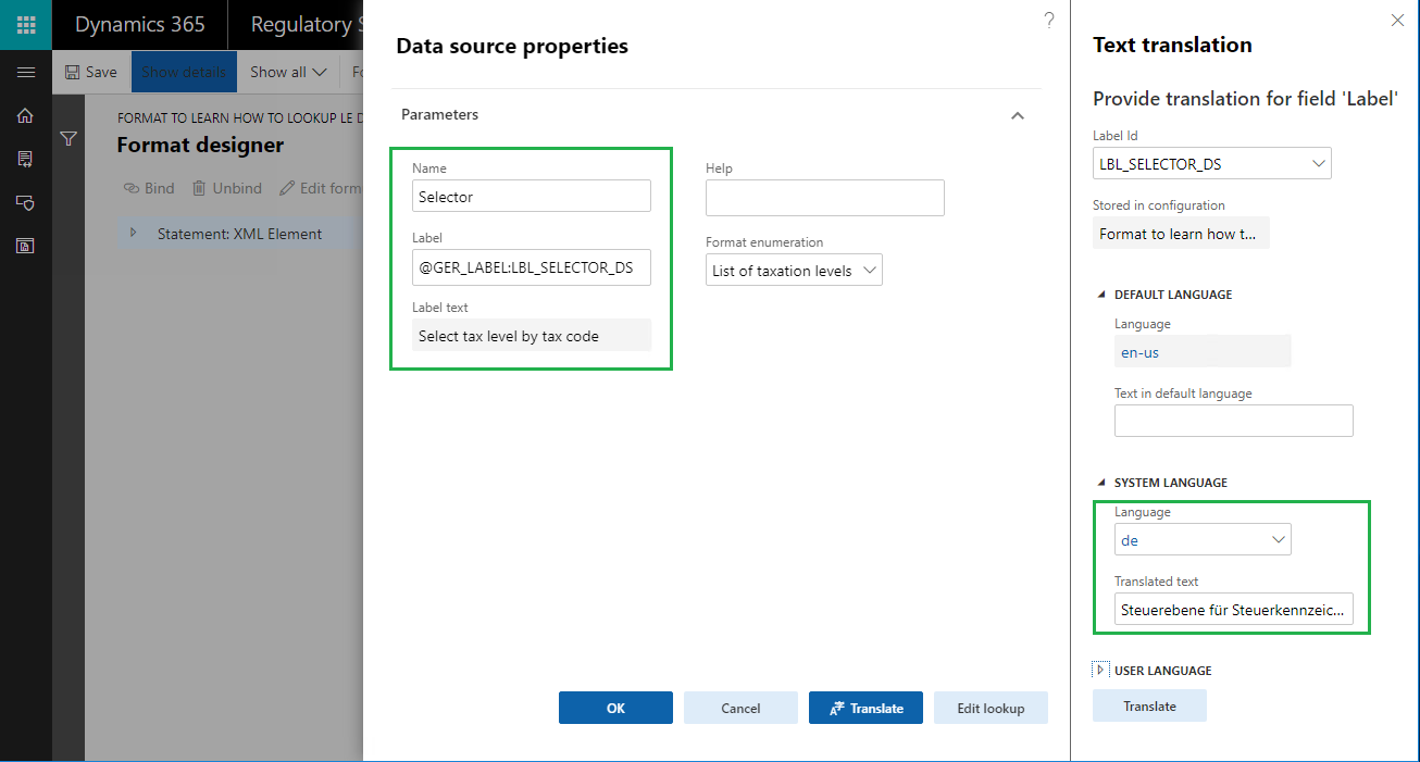 Data source properties slide out.