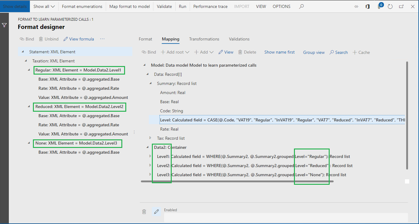 The Model.Data.Summary data source list of tax transactions.