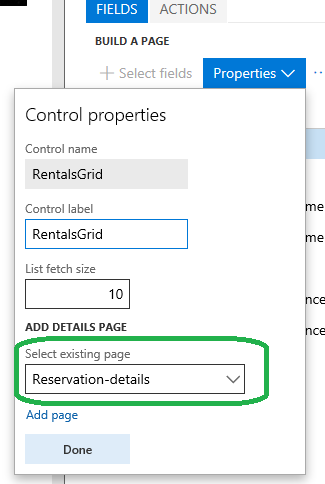 Linking the list view page to the details view page.