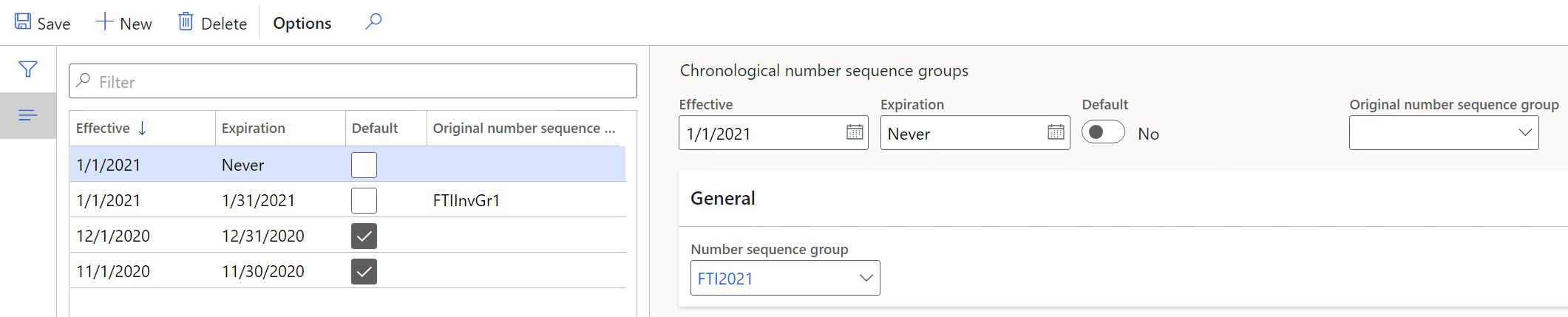 Chronological numbers setup.