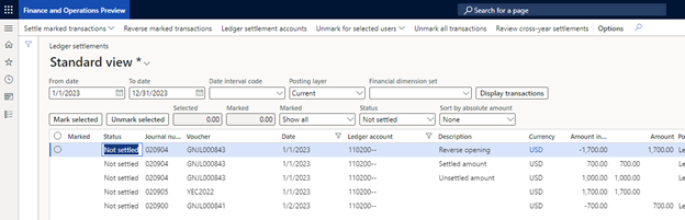 2023 Unsettled transactions.