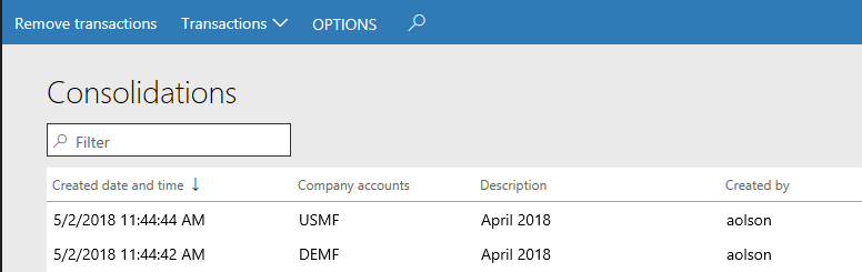 Consolidation transactions on the Consolidations page.