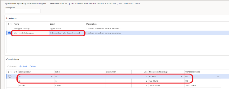 Setting application-specific parameters for transaction codes.