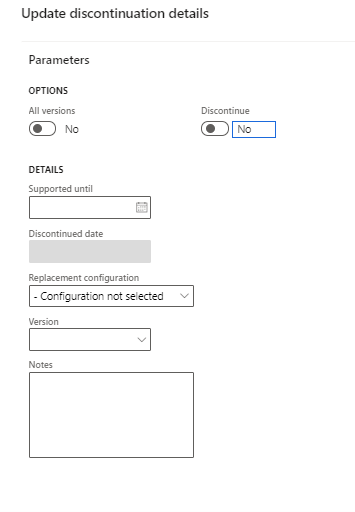 Discontinue configuration information.