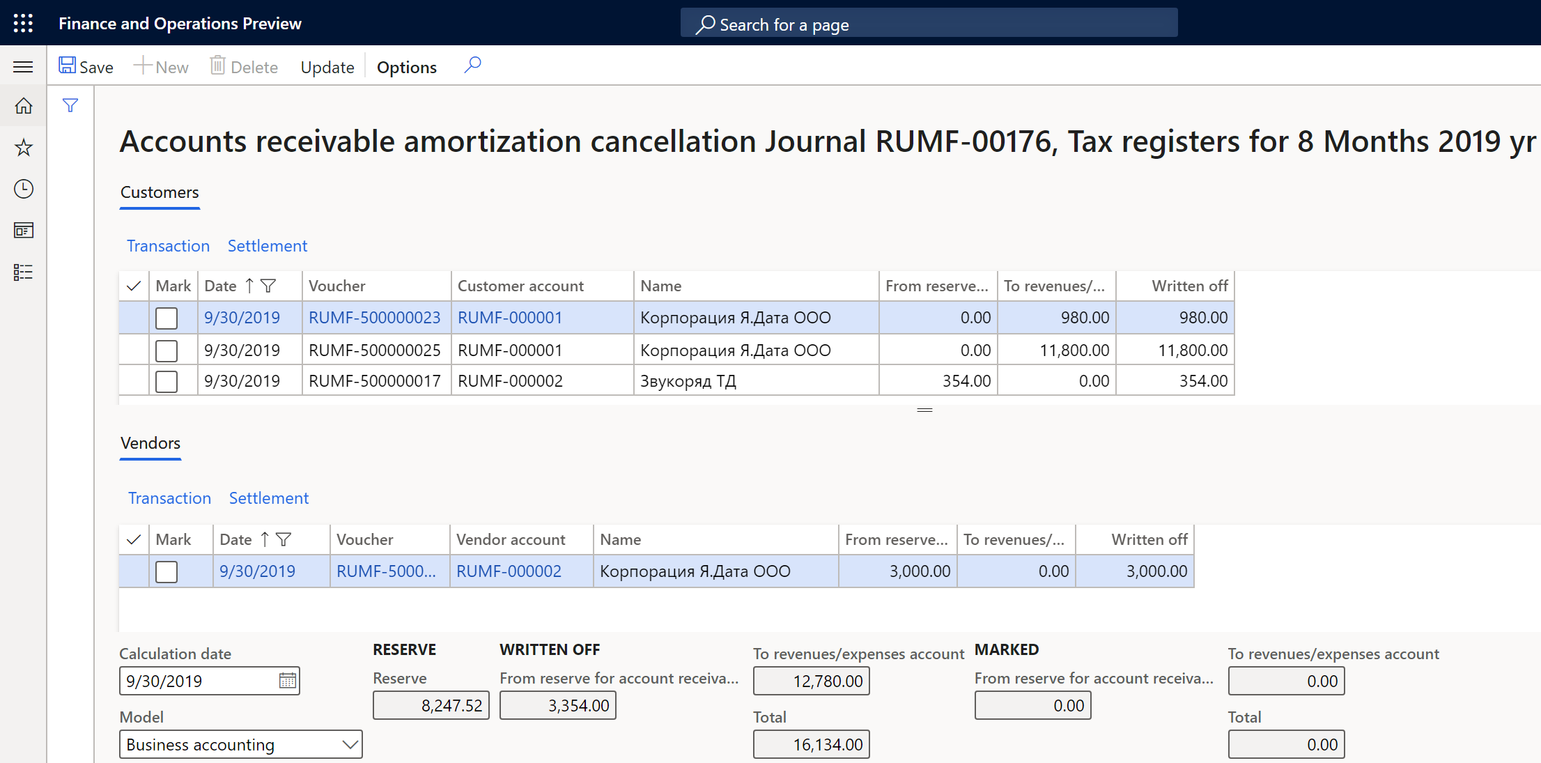 Canceling the write off of debts.