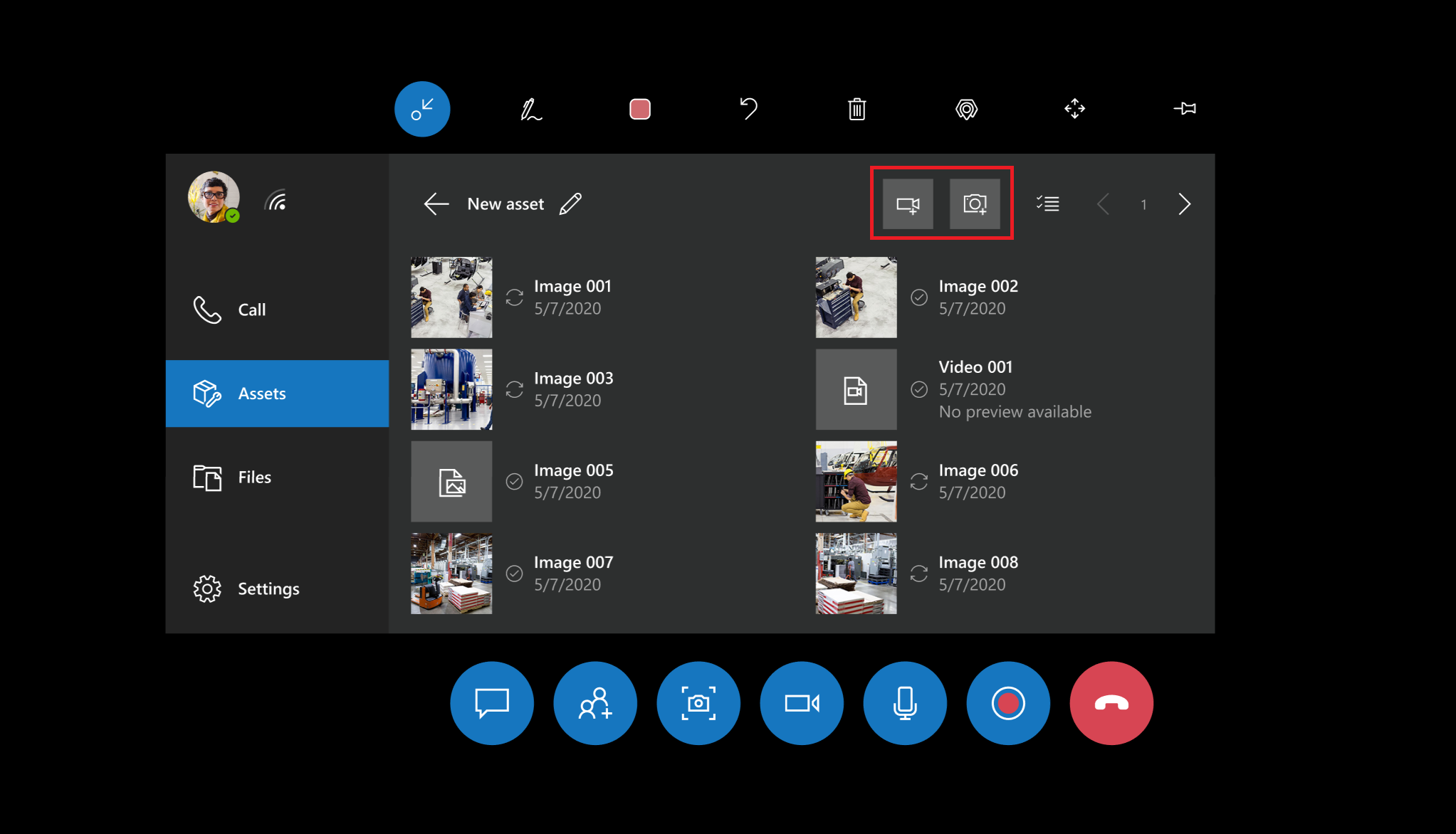 Screenshot of the asset detail view in Dynamics 365 Remote Assist.