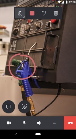 Screenshot of Dynamics 365 Remote Assist mobile showing an annotation.