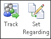 Two Tracking and Set Regarding buttons in Dynamics 365 apps.