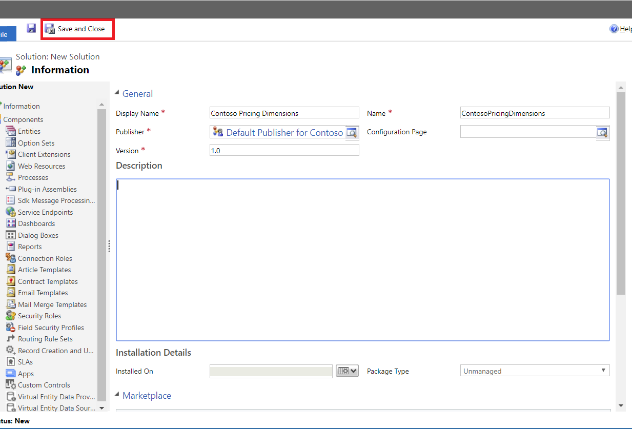 Creation of custom pricing dimension solution.