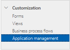 Application Management option in the site map.