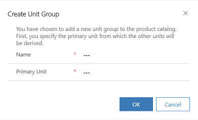 Create unit group dialog box