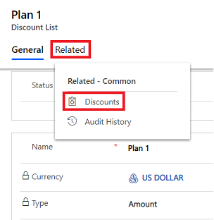 Discount tab on the Discount List form.