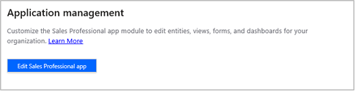 Edit Sales Professional app button on the Application Management page.