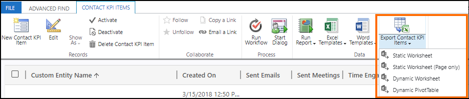 Export data to Microsoft Excel