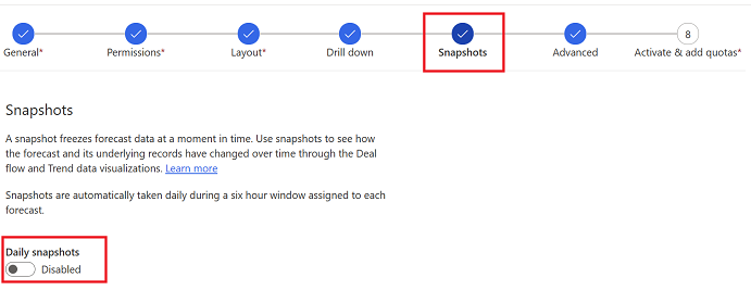 Enable snapshot step in forecast configuration