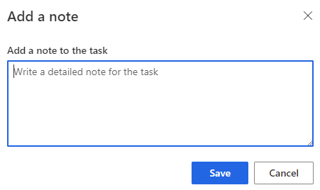 Screenshot of entering and saving a note.