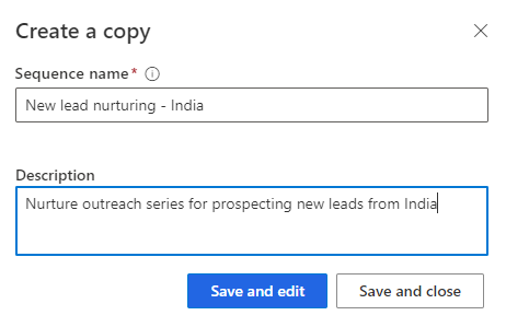 Enter a name for the sequence and a description.