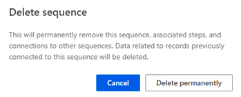 Confirmation message for deleting a sequence.