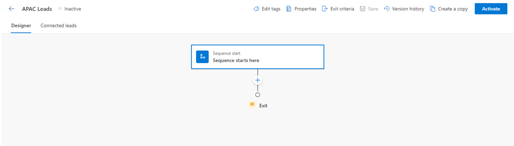 The sequence designer page.