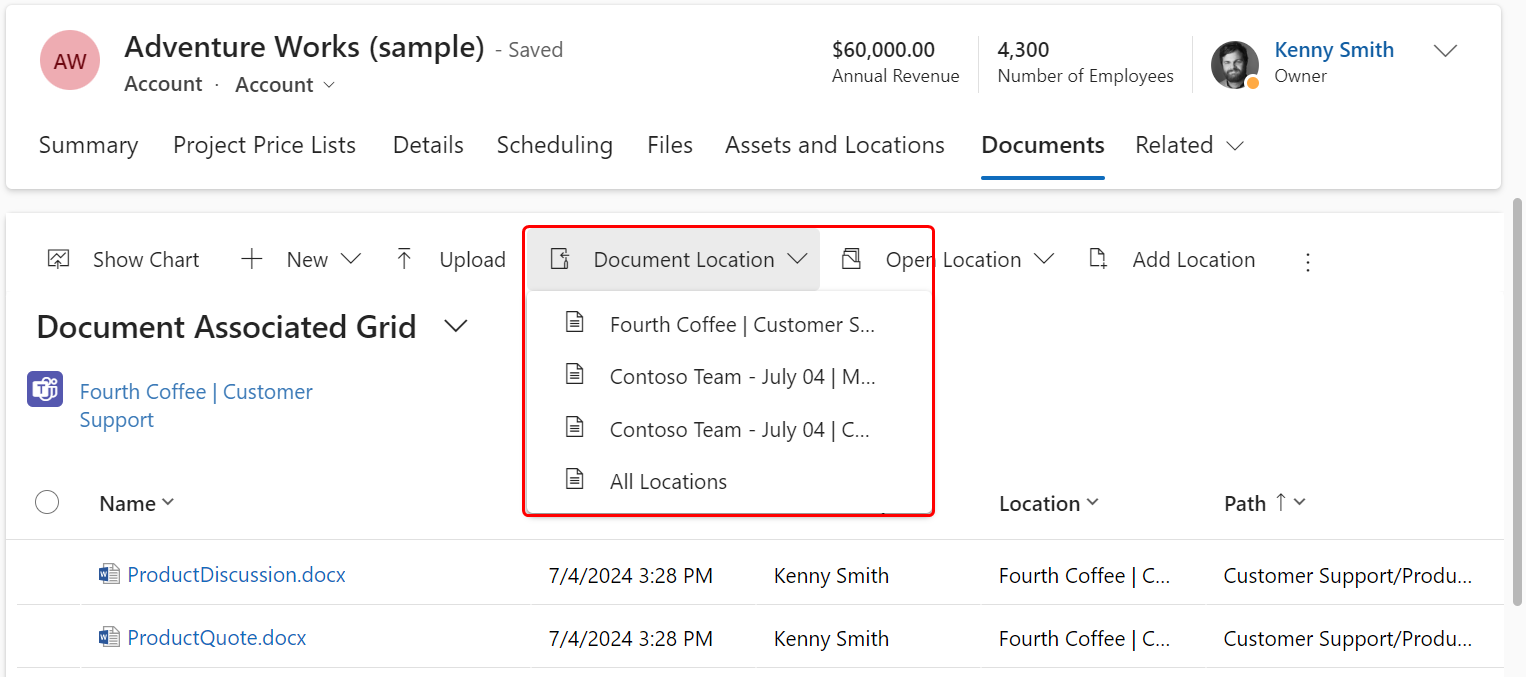 Change document location.