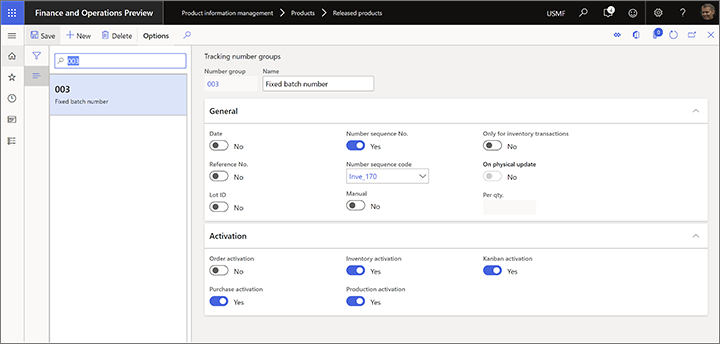 A tracking number group for fixed batch numbers.