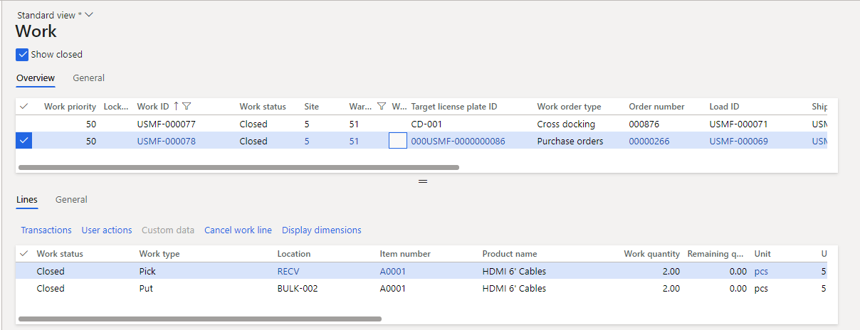 Cross-docking work completed.