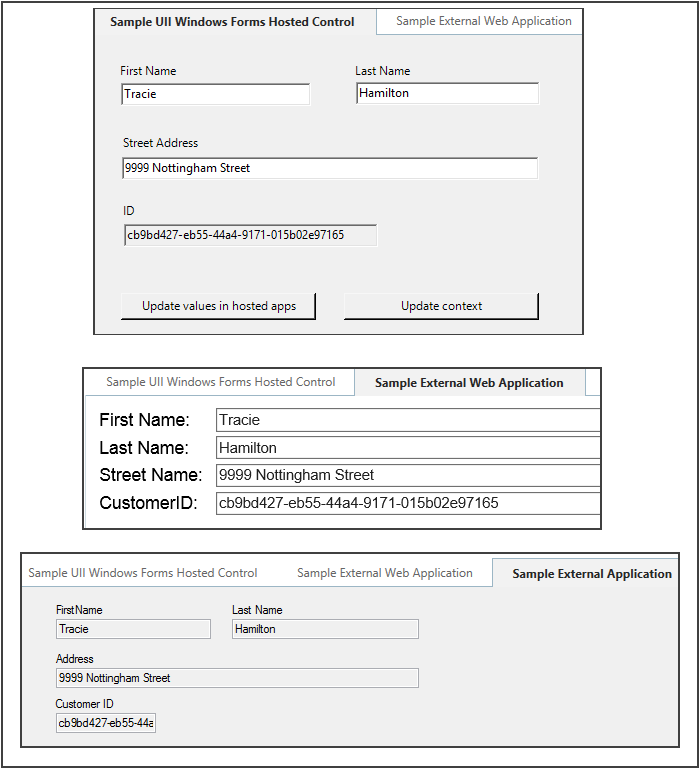 Sample controls with updated values.