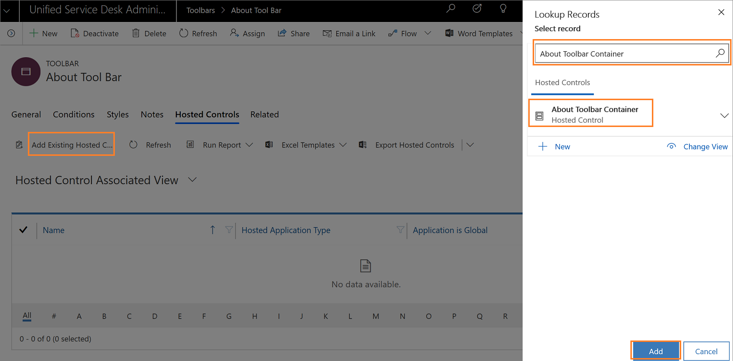 Create toolbar and attach it to Toolbar Container hosted control.