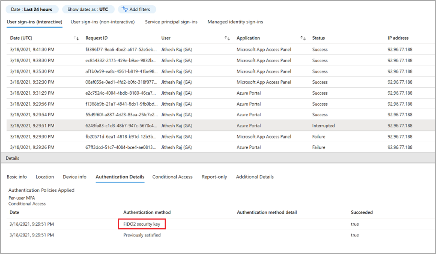 Reporting sign-in activity