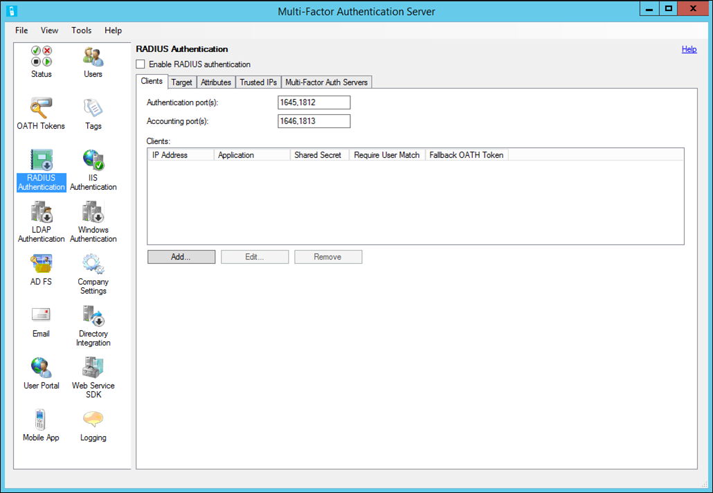 Radius Authentication in MFA Server