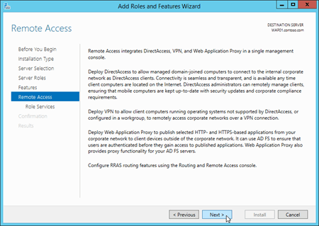 Read the information on the 'Remote Access' page in the Add Roles and Features Wizard.