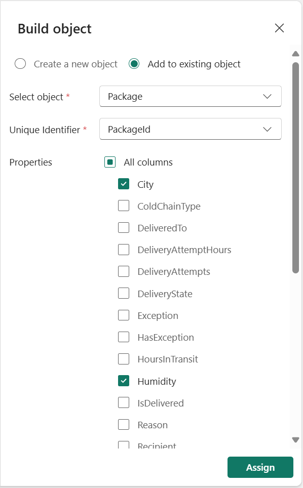 Screenshot of assigning data in Data Activator.