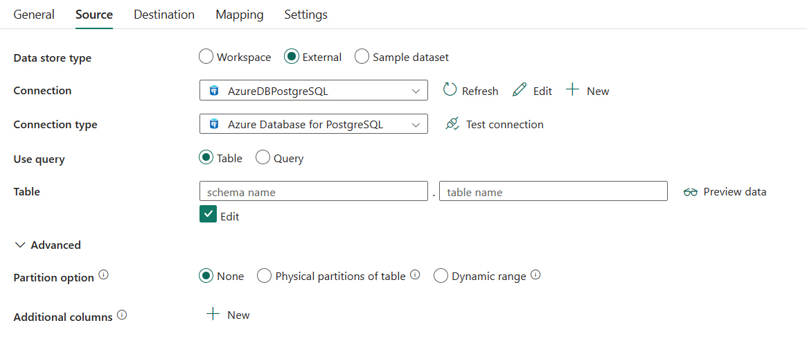 Screenshot showing source tab and the list of properties.