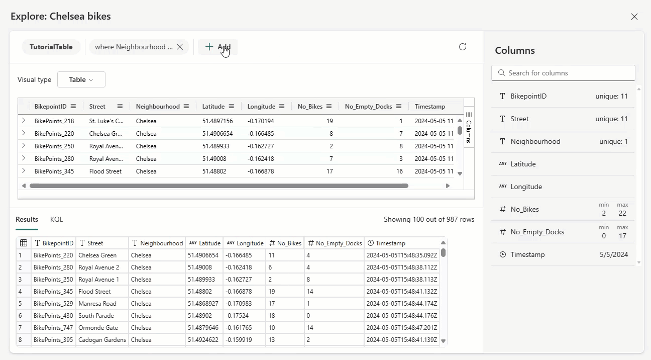 GIF of how to visually add and modify the query.