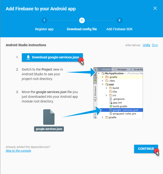 Firebase - add Google settings file