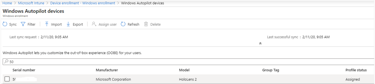 Device and profile assignments.