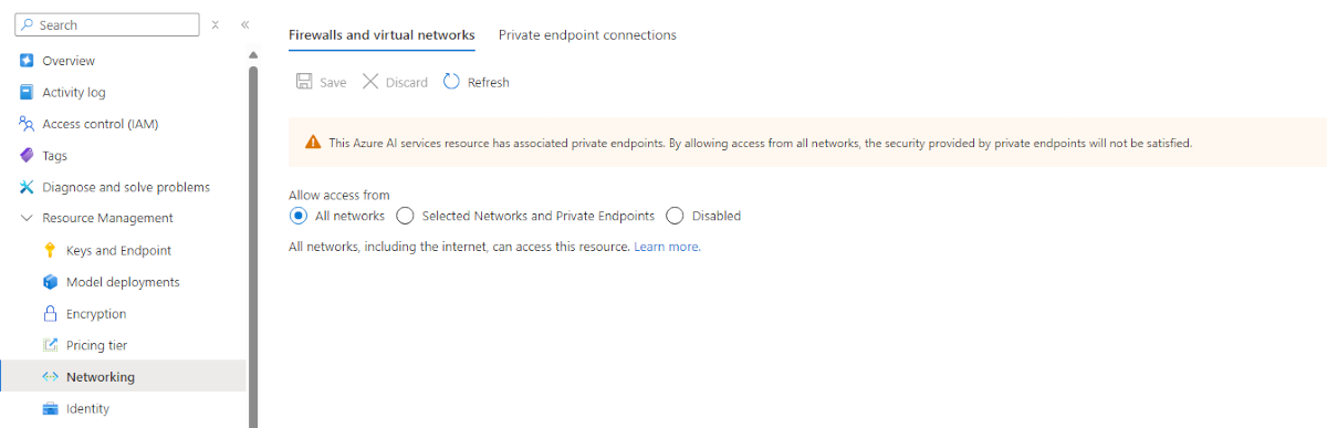 Screenshot of the network settings for agent integration