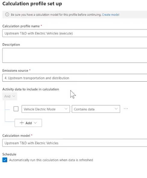 Set up calculation profile.