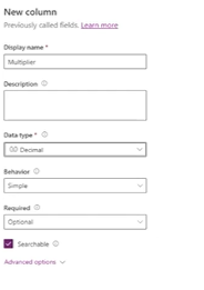 Create Multiplier column.